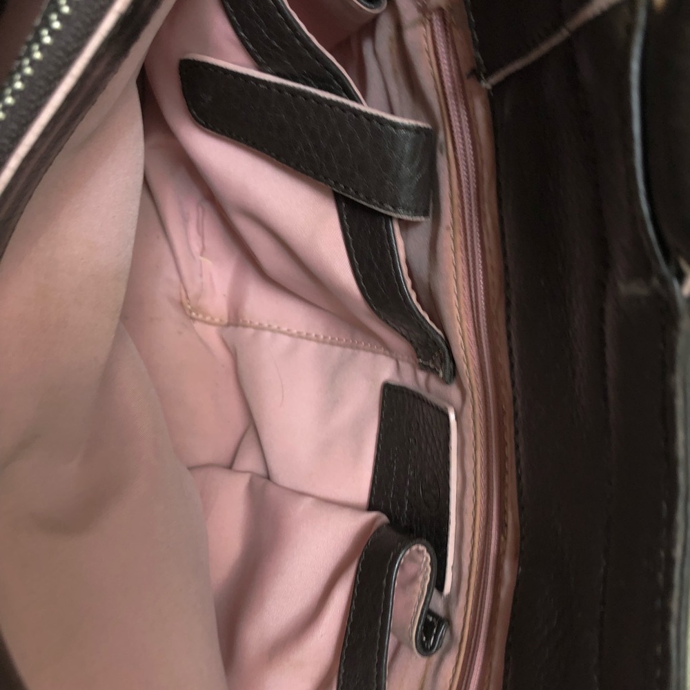 🌟RARE🌟COLE HAAN Vintage leather handbag, brown with pale pink striping - Picture 7 of 15